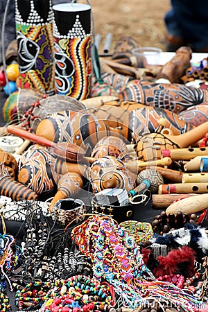 Colorful ethnic trinkets and sundries Stock Photo