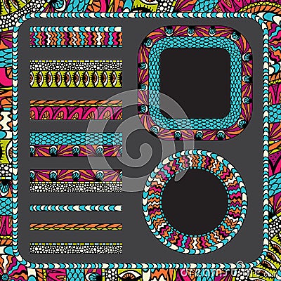 Colorful ethnicity collection ornamental stripes Vector Illustration