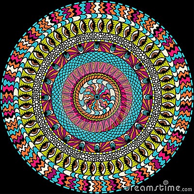 Colorful ethnicity round ornament, mosaic vector Vector Illustration