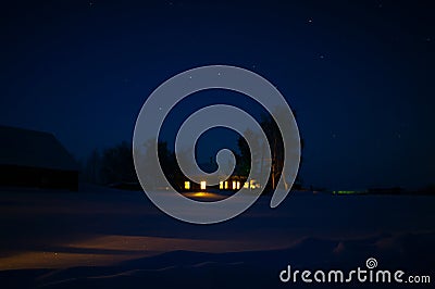 Colorful evening winter view of the house Stock Photo