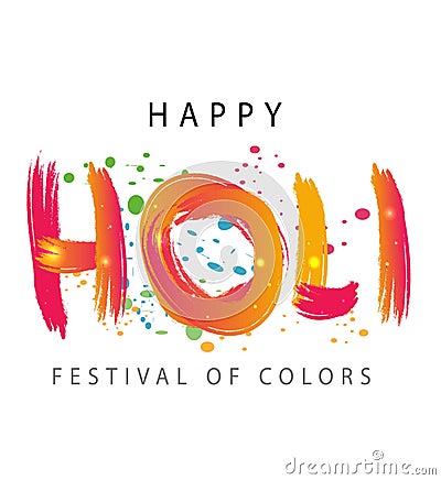 Colorful explosion for Holi festival poster banner creative. Colorful gulal pichkari and text happy Holi Editorial Stock Photo