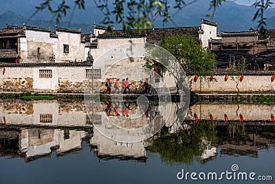 Colorful exterior of small historic village in China Editorial Stock Photo