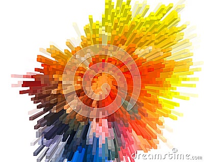 Colorful extrude geometric abstract isolate on white background Cartoon Illustration