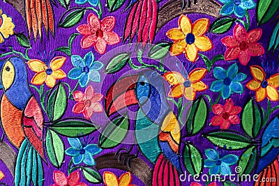 A colorful fabric from a bag from Chiapas, Mexico Stock Photo