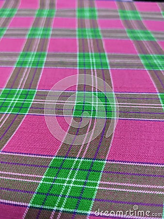 Colorful fabric with the line and box terxture Stock Photo