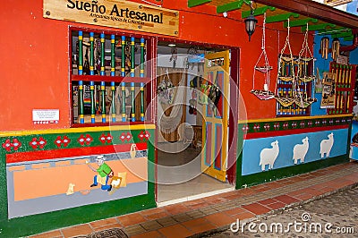 Colorful facade in Guatape Editorial Stock Photo