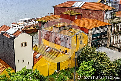 Colorful facades of old houses in Porto, Portugal Stock Photo