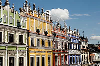 Colorful Facades - Zamosc City - Poland Stock Photo