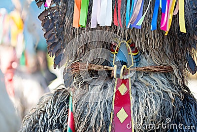 Colorful face of Kurent, Slovenian traditional mask Stock Photo