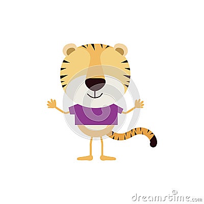 Colorful faceless caricature of tiger with t-shirt Vector Illustration