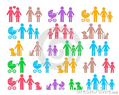 Colorful family pictograms Vector Illustration