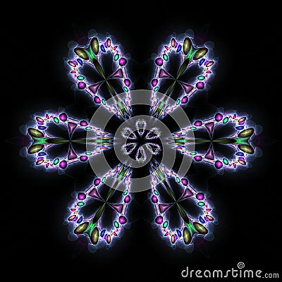 Colorful fantastic flower made of crystals in a black space Stock Photo