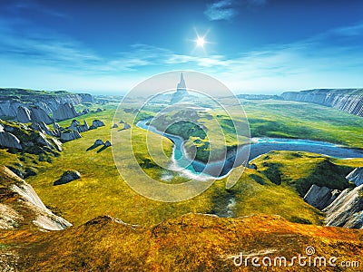 A colorful fantasy landscape Stock Photo