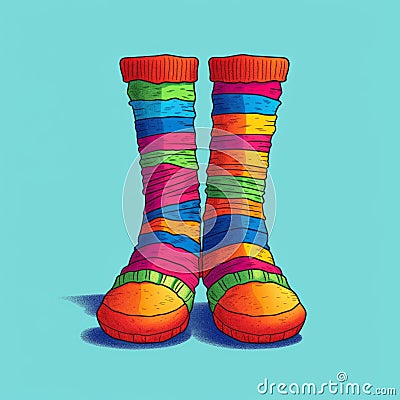 Colorful Fantasy Socks Cartoon Illustration Cartoon Illustration