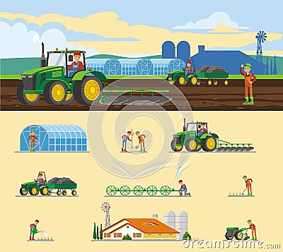 Colorful Farming Concept Vector Illustration