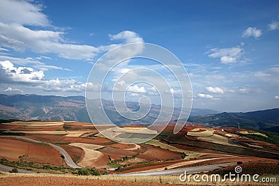 Colorful farmland in dongchuan of china Stock Photo