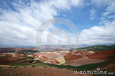 Colorful farmland in dongchuan of china Stock Photo