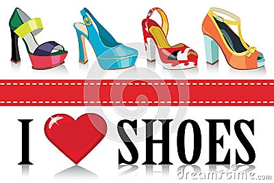 Colorful fashion womens shoes.Fashion Vector Illustration