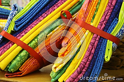 Colorful Fat Quilt Quarters Stock Photo