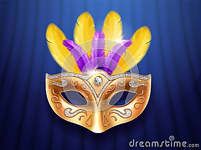 Colorful feather masquerade, carnival,festive mask Vector Illustration