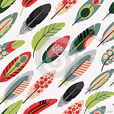 Colorful feathers pattern Vector Illustration