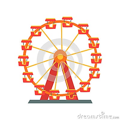 Colorful ferris wheel from amusement park. Entertainment element for family fun. Attraction symbol. Flat vector design Vector Illustration