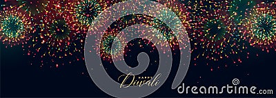 Colorful festival fireworks in sky for diwali season Vector Illustration