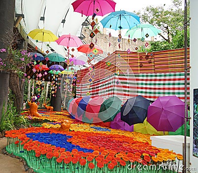 Colorful festival paint. color umbrella Stock Photo