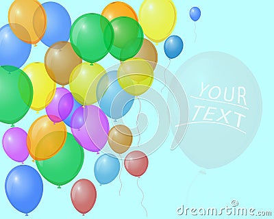 Colorful festive balloons on a blue background. Your text. Vector illustration of greeting card, banner, invitation. Vector Illustration