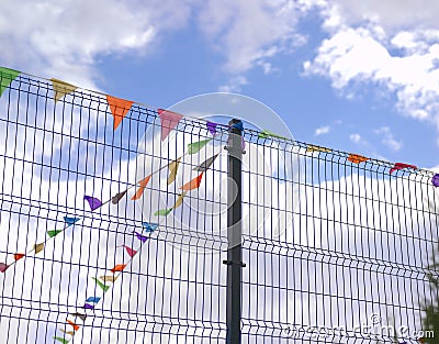 Colorful festive flags Stock Photo