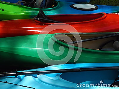 Colorful Fiberglass Kayaks Stock Photo