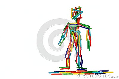 Colorful figure of a human world citizen; landscape format Stock Photo