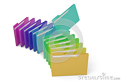 Colorful files on white background 3D illustration Cartoon Illustration