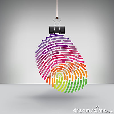 A Colorful Fingerprint Hung by a Binder Clip Vector Illustration