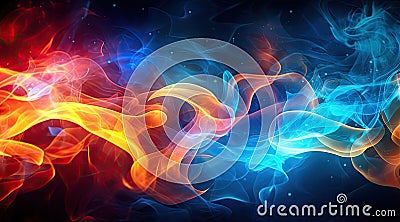 colorful fire in the form of a swirl abstract illustration Cartoon Illustration