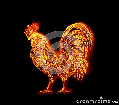 Colorful Fire rooster. symbol of the Chinese New Year. Fire bird, red cock. Happy New Year 2017 card Stock Photo