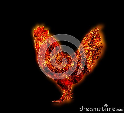 Colorful Fire rooster. symbol of the Chinese New Year. Fire bird, red cock. Happy New Year 2017 card Stock Photo