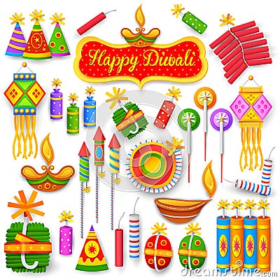 Colorful firecracker for Diwali holiday fun Vector Illustration