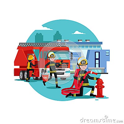 Colorful Firefighting Template Vector Illustration