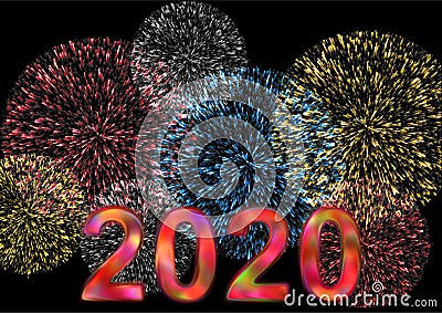 Colorful 2020 with firework Stock Photo