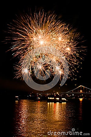 Colorful fireworks on the black background Stock Photo