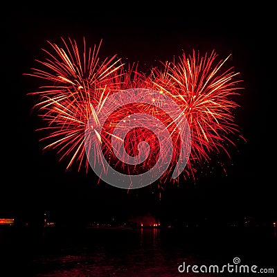 Colorful fireworks on the black sky Stock Photo