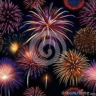 Colorful fireworks display lighting up the night sky Festive and celebratory illustration for New Years or Independence Day2 Cartoon Illustration