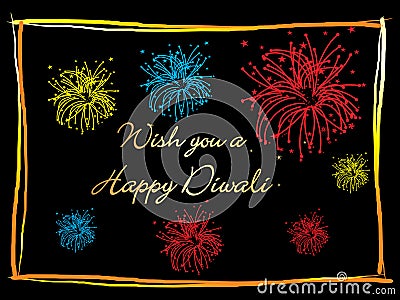 Colorful fireworks for happy deepawali Vector Illustration