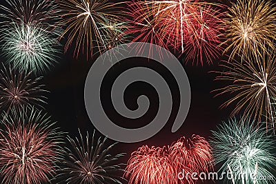 Colorful of fireworks in holiday new year festival Stock Photo