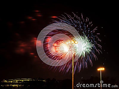 Colorful fireworks in the night sky Stock Photo