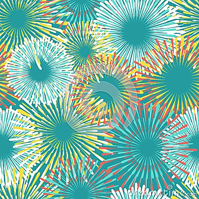 Colorful fireworks seamless pattern design Vector Illustration