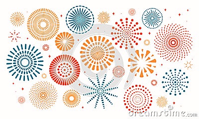 Colorful fireworks set Vector Illustration