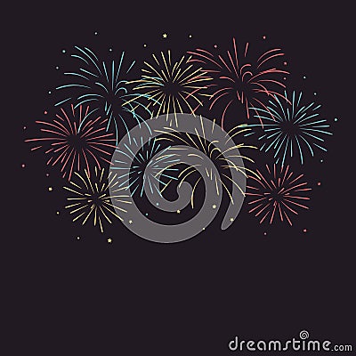 Colorful fireworks with stars Vector Illustration