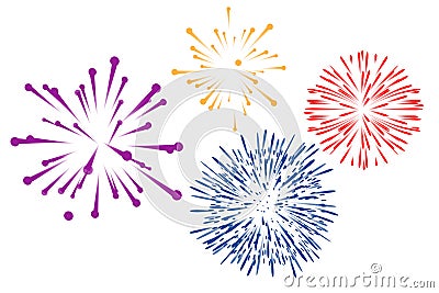 Colorful fireworks on White background . Illustration design Stock Photo